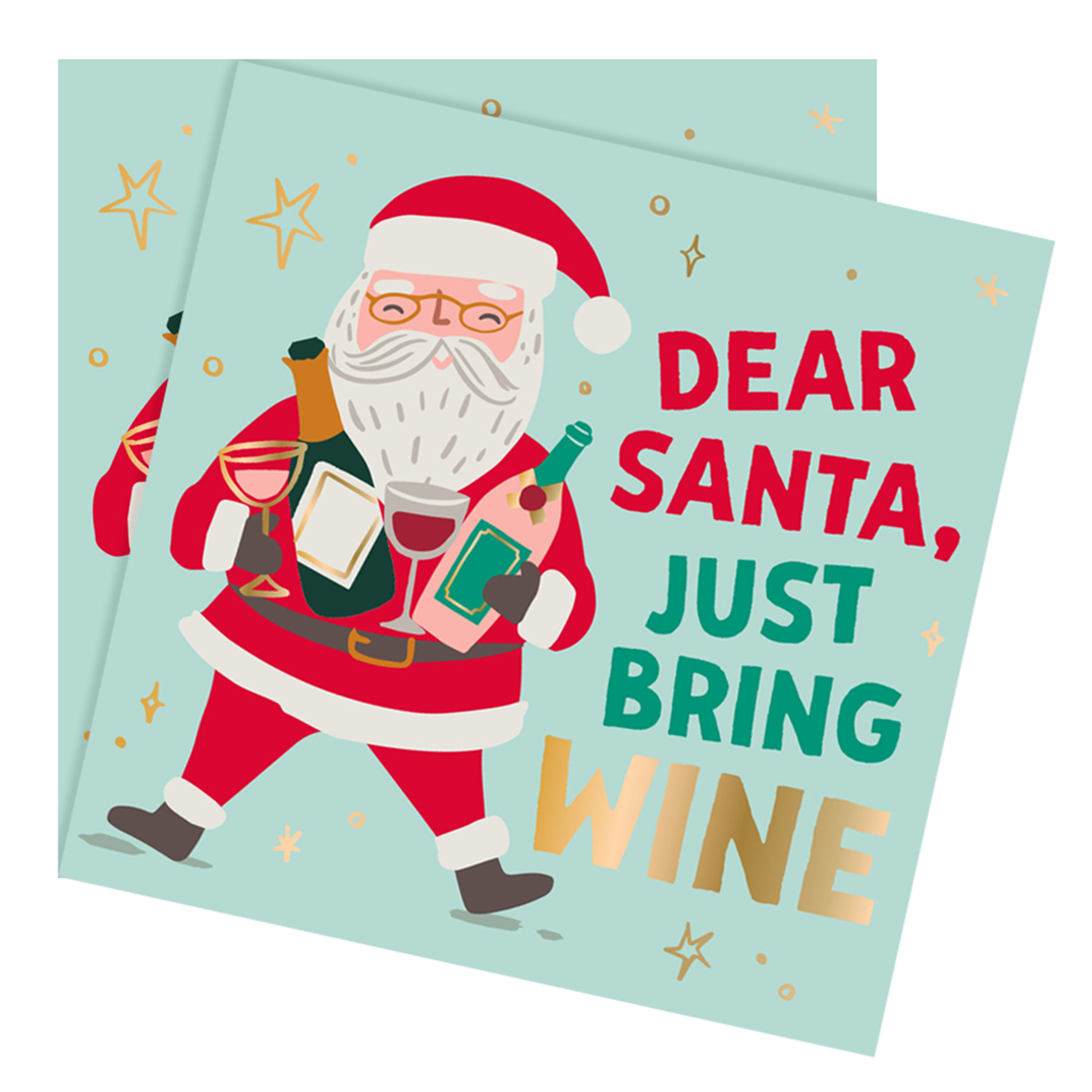 Blue Dear Santa Just Bring Wine Beverage Napkins 20 Count image number 0
