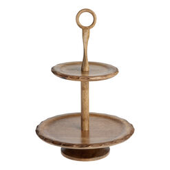 Mango Wood Twisted 2 Tier Serving Stand