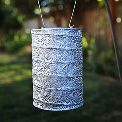 Fabric Floral Cylinder Solar LED Lantern