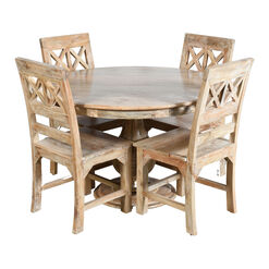 Lilestone Round Natural Mango Wood Pedestal Dining Table