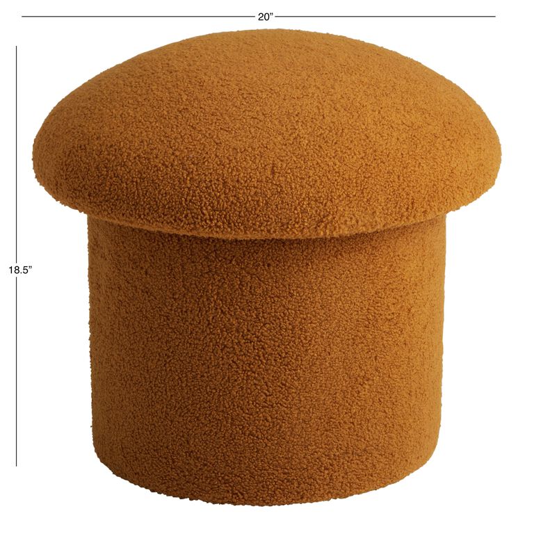Round Faux Sherpa Mushroom Upholstered Storage Ottoman image number 6