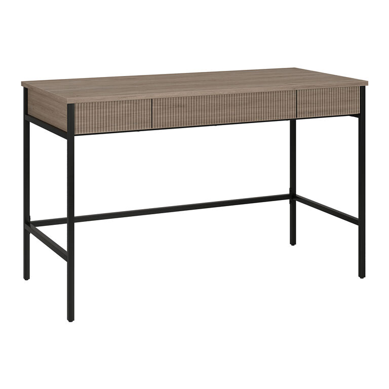 Claret Wood and Black Metal Mid Century Desk with Drawers image number 1
