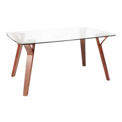 Joel Rectangular Glass and Wood Dining Table