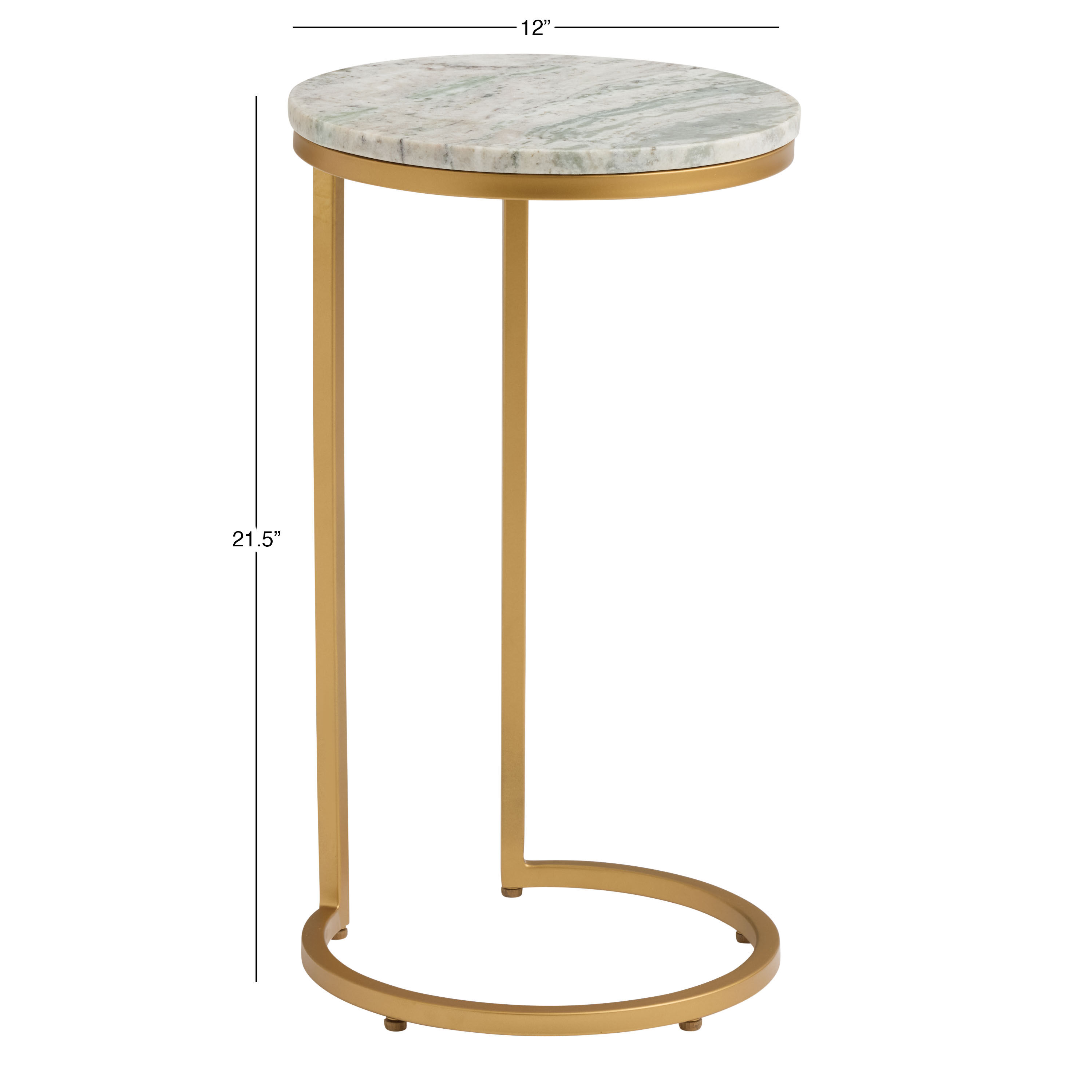 Baylor Marble Top and Gold Metal C Shaped Side Table image number 3