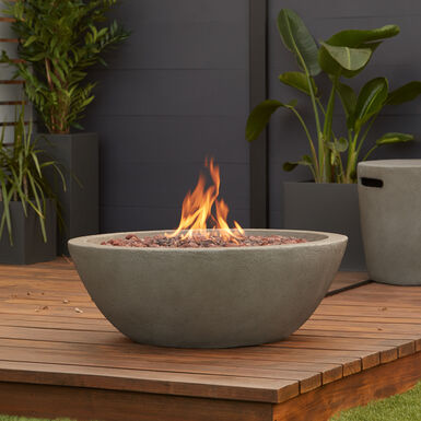 Portside Round Faux Stone Bowl Gas Fire Pit Portside Round Faux Stone Bowl Gas Fire Pit