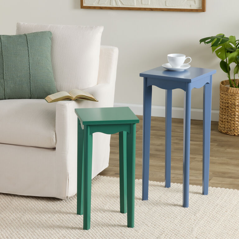 Emilia Colorful Wood Scalloped Table Collection image number 1