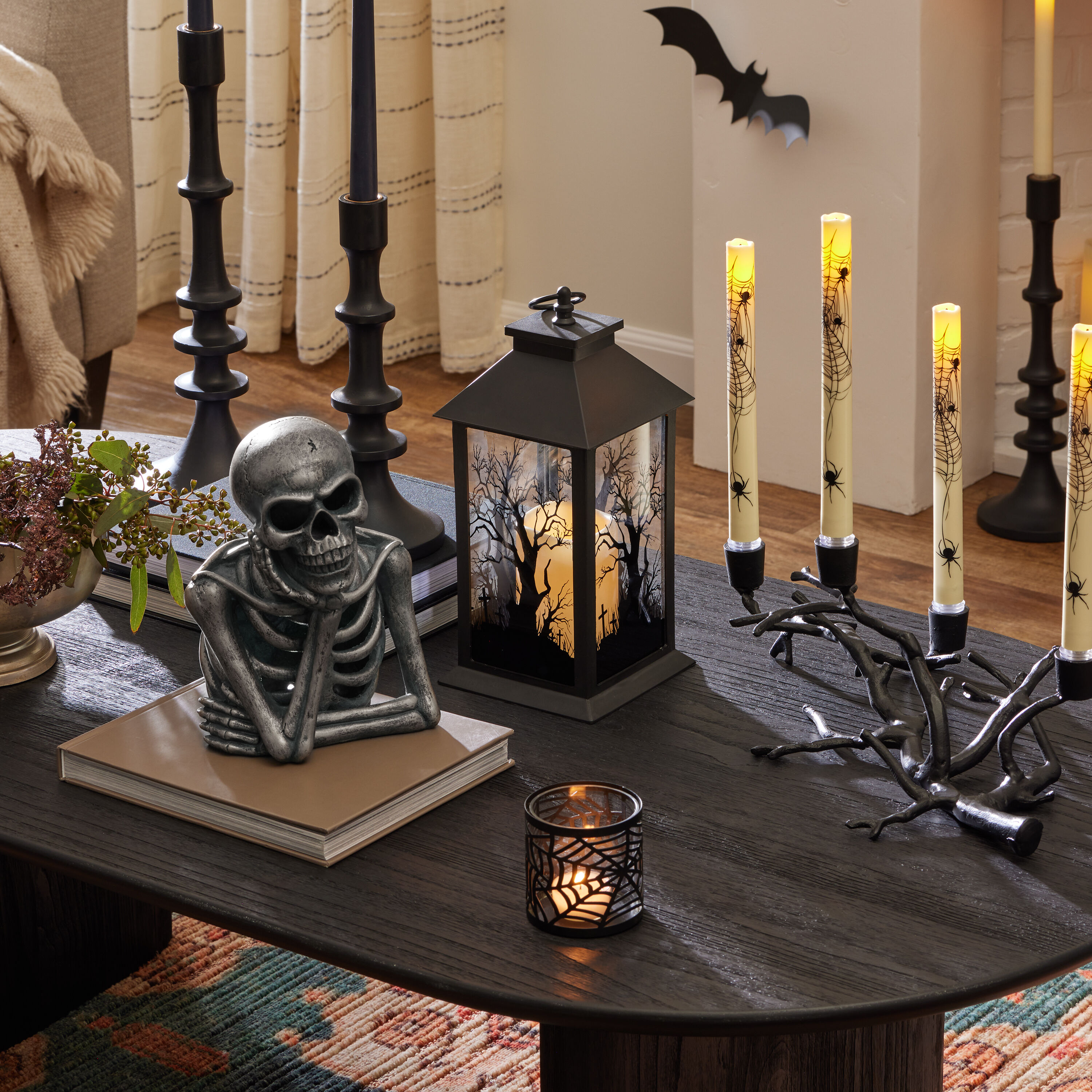 Gunmetal Silver Skeleton Bust LED Light Up Decor - World Market