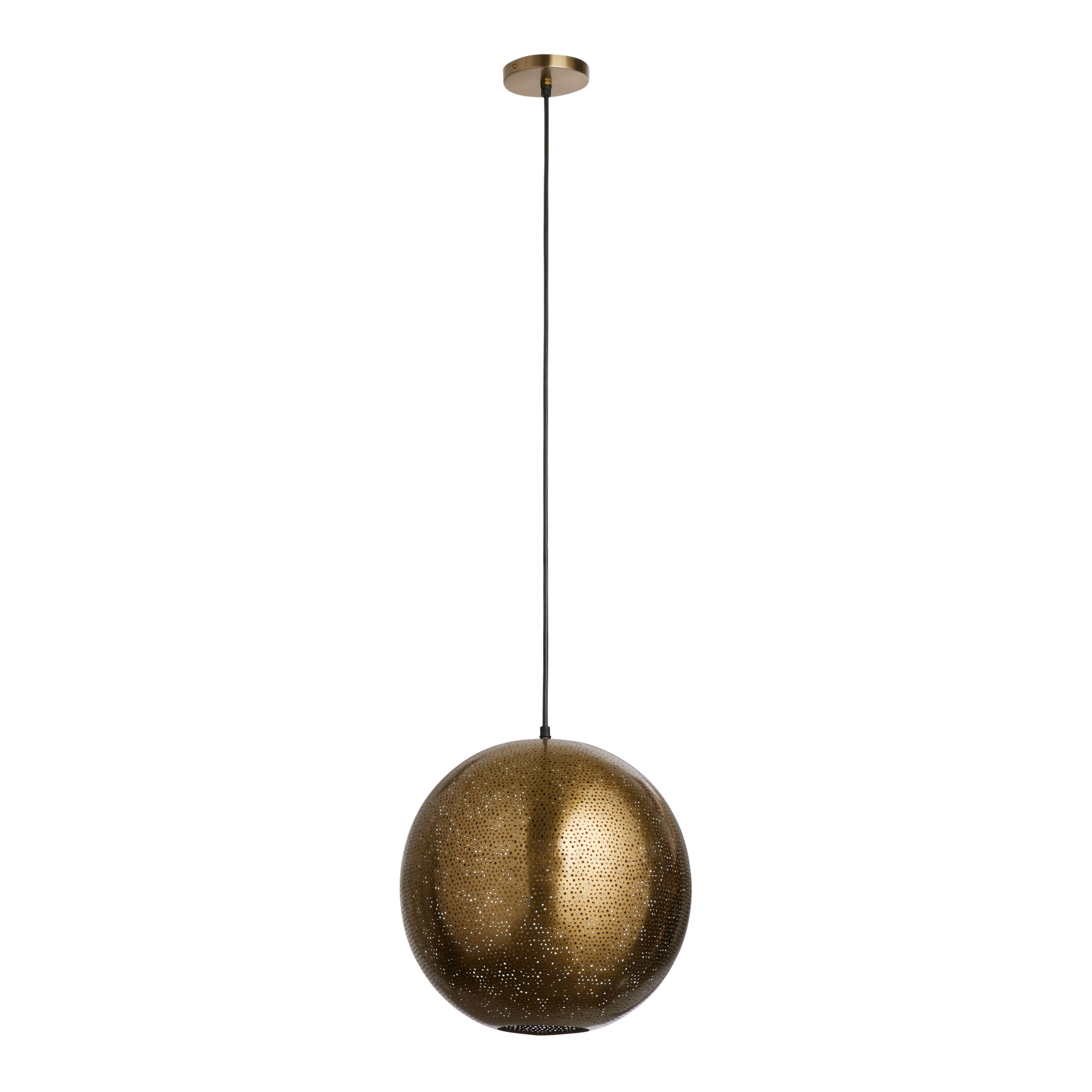 Antique Brass Pierced Metal Globe Pendant Lamp World Market