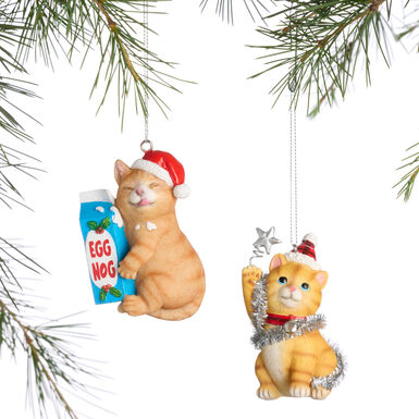 Resin Christmas Cat Ornaments Set of 2 Resin Christmas Cat Ornaments Set of 2