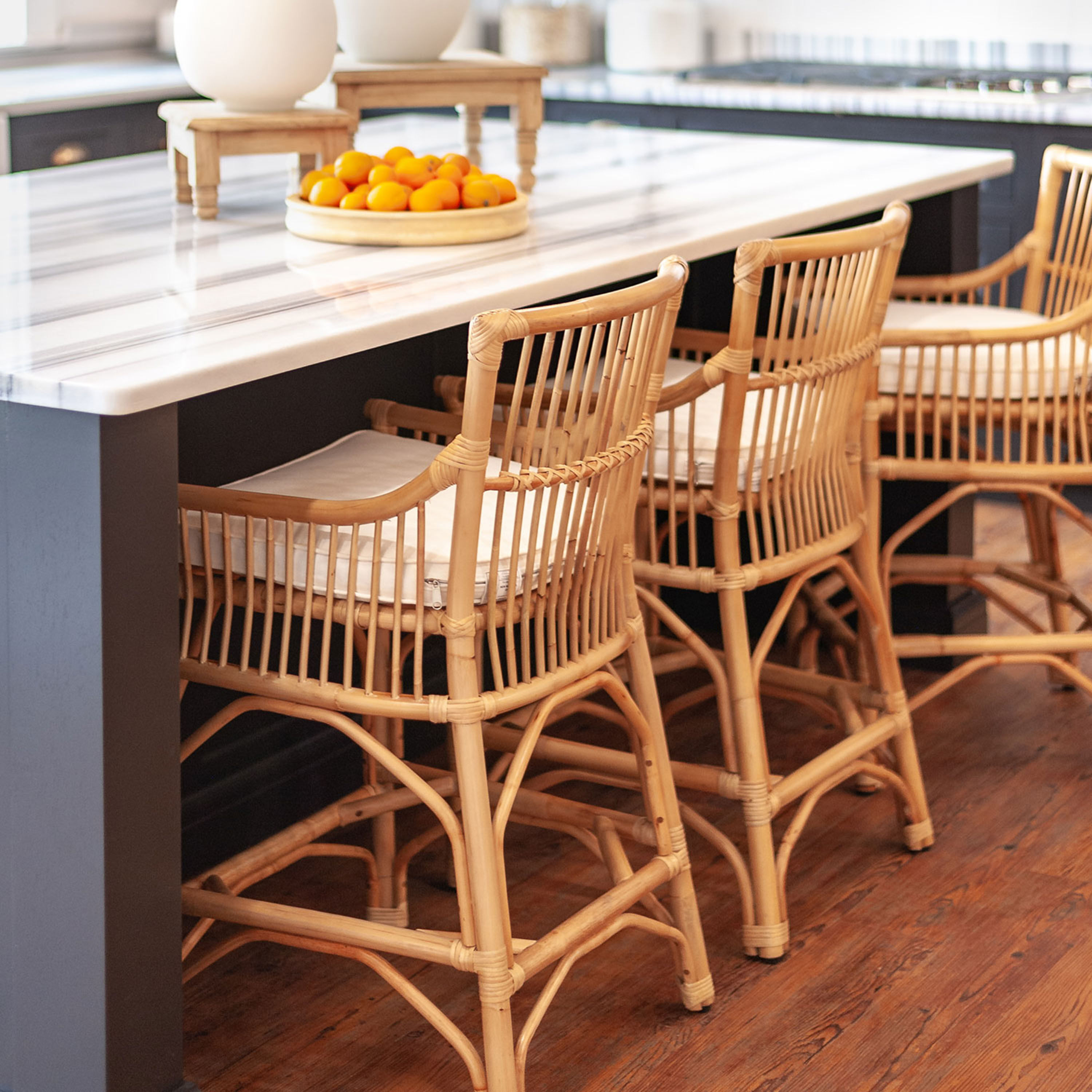 Rattan counter hot sale stool with cushion