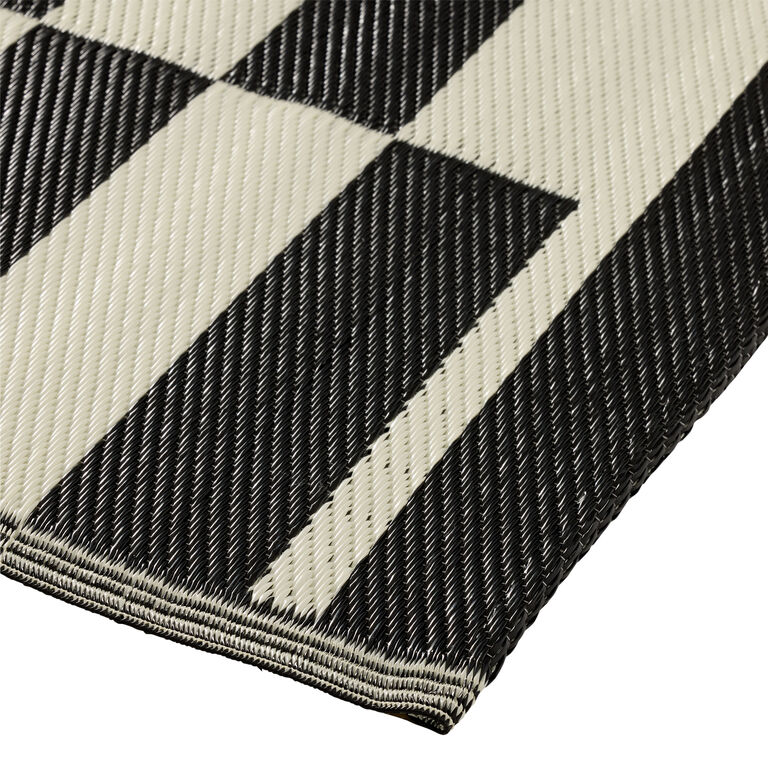 Rio Black Broken Stripe Reversible Indoor Outdoor Floor Mat image number 4