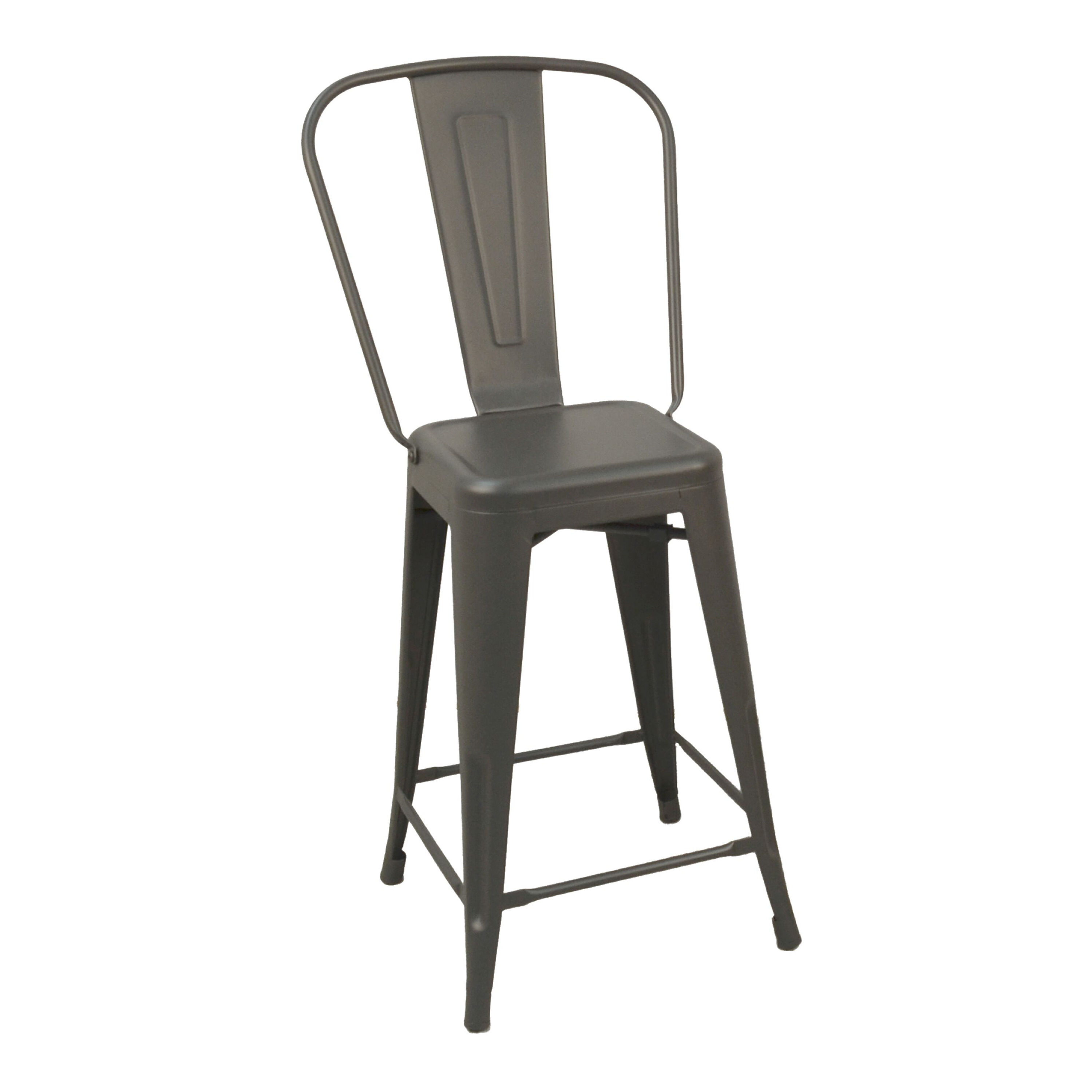 Covert Pewter Metal Counter Stool Set of 2