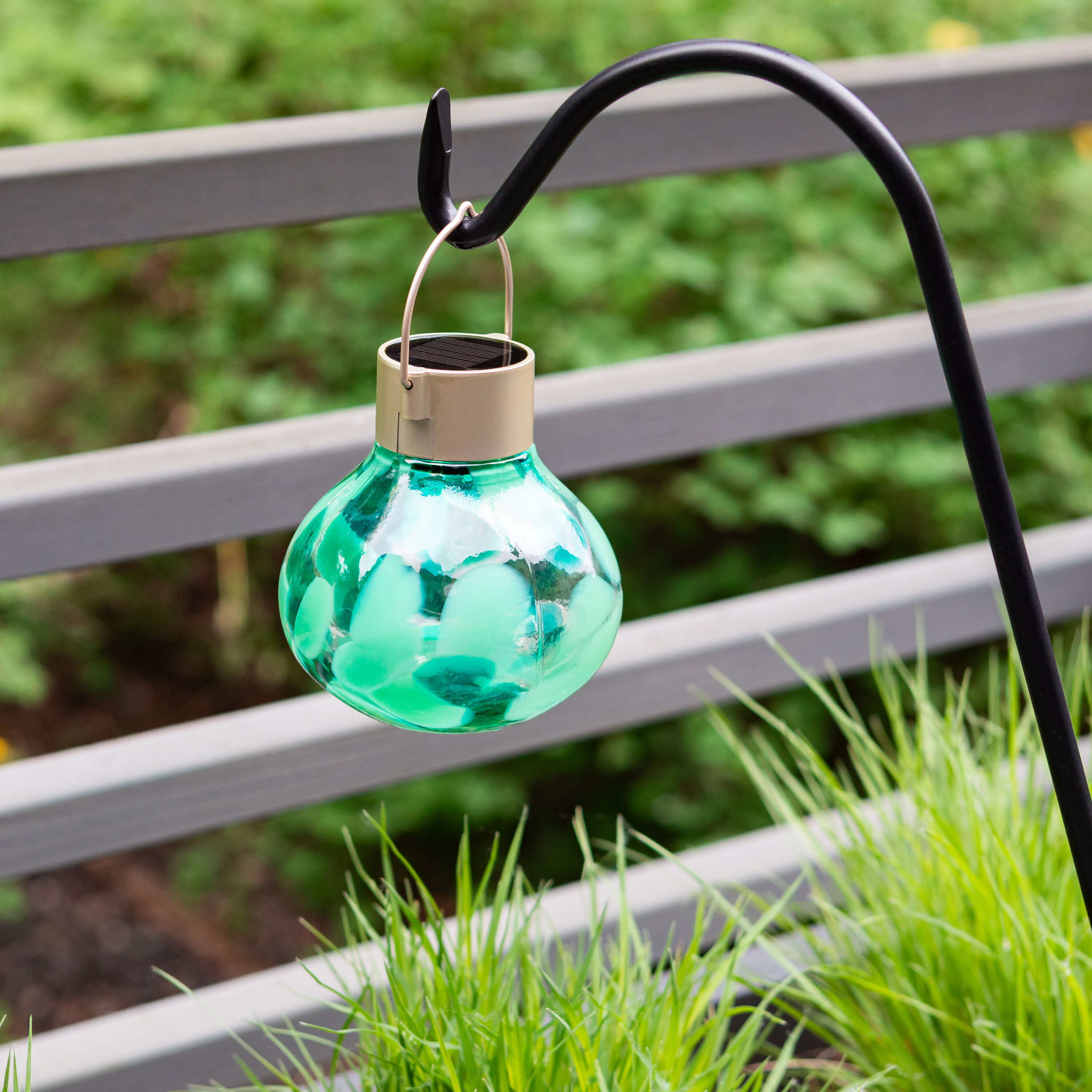 Handblown Glass Solar LED Lantern image number 5