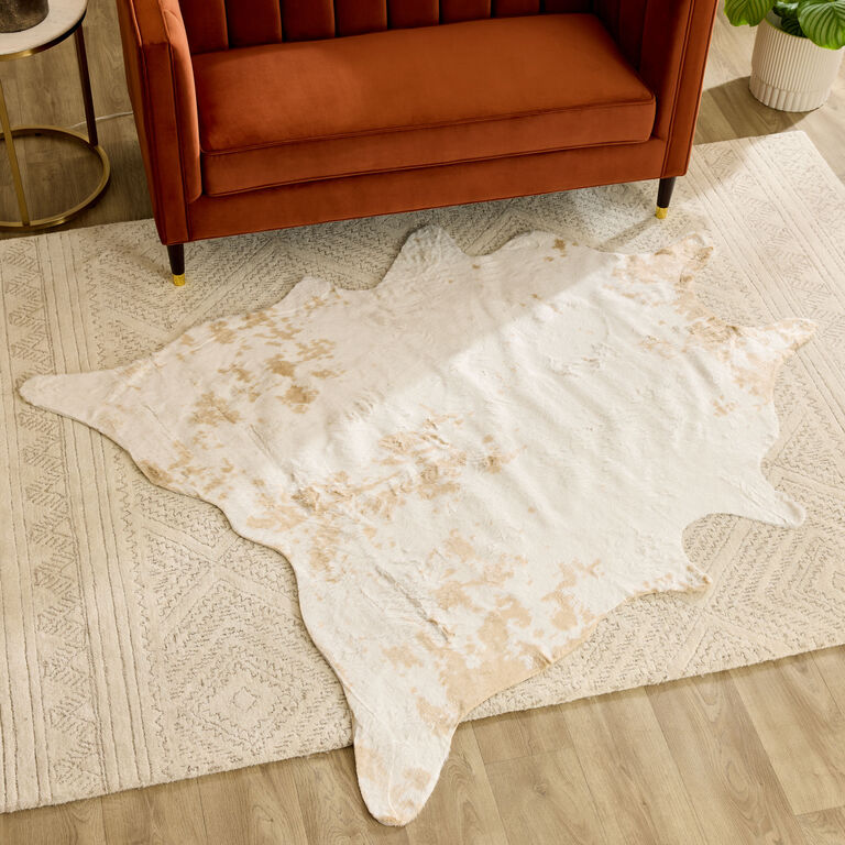 Ivory Printed Faux Cowhide Area Rug image number 2