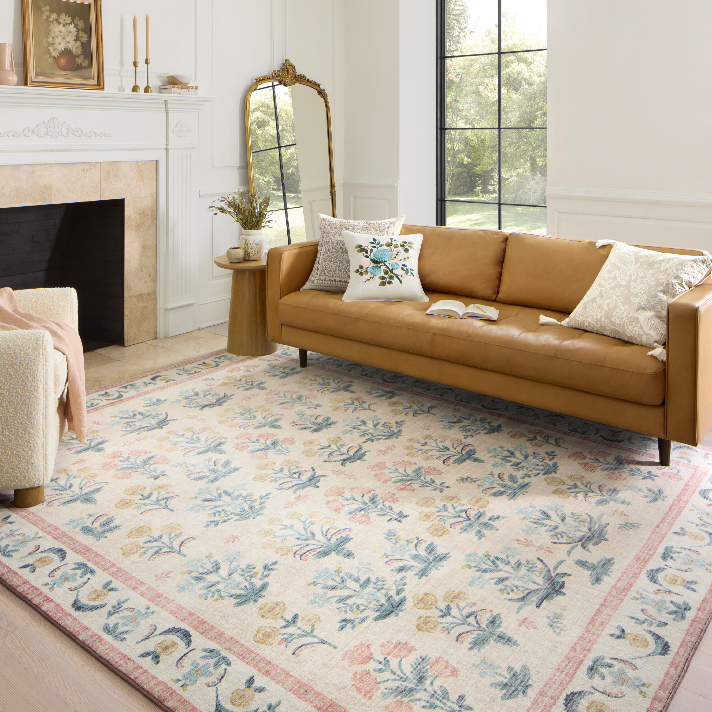 Rifle Paper Co. x Loloi Blush Eden Floral Area Rug