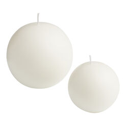 White Unscented Ball Shaped Candle