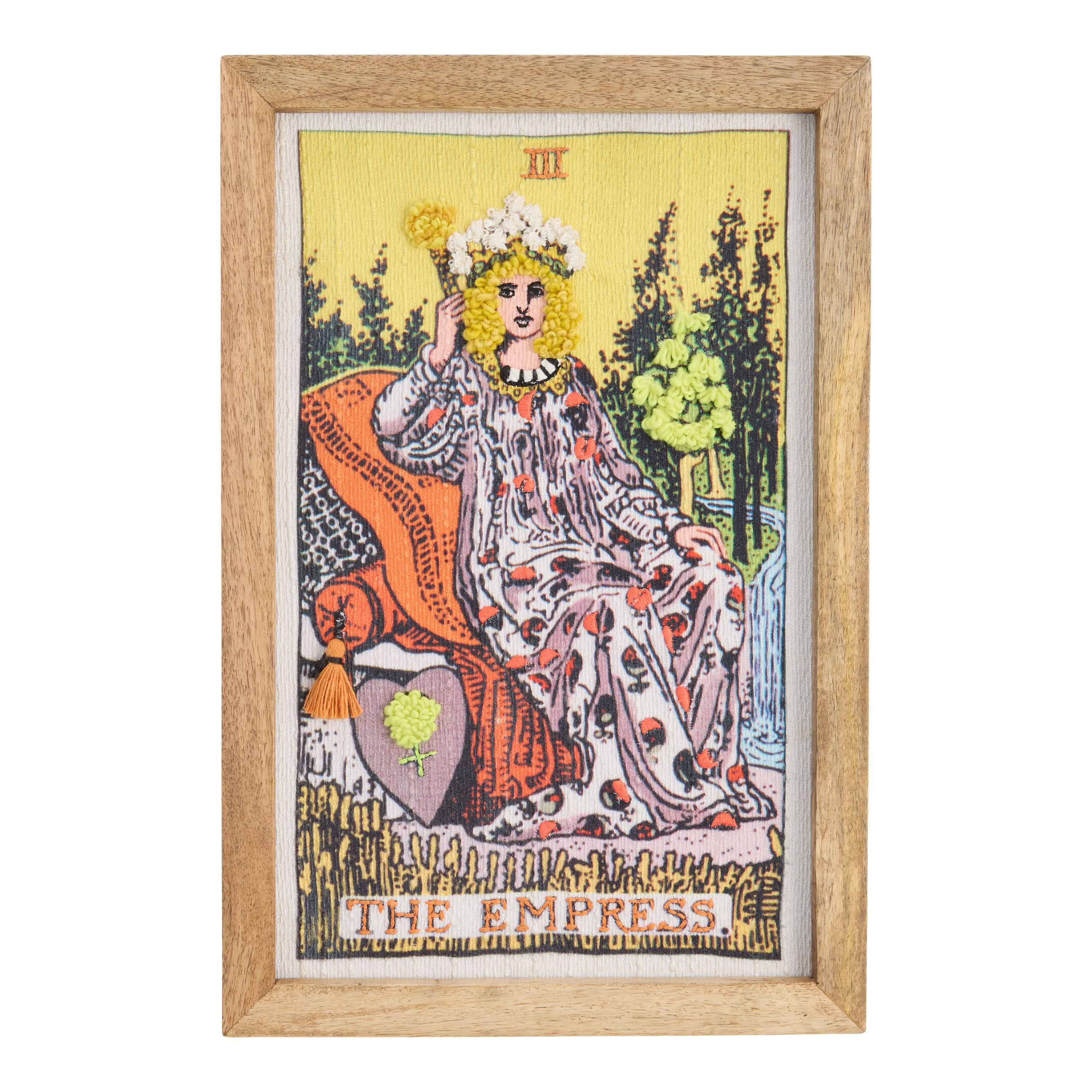 Tarot Empress Embroidered Cotton Framed Wall Art image number 0