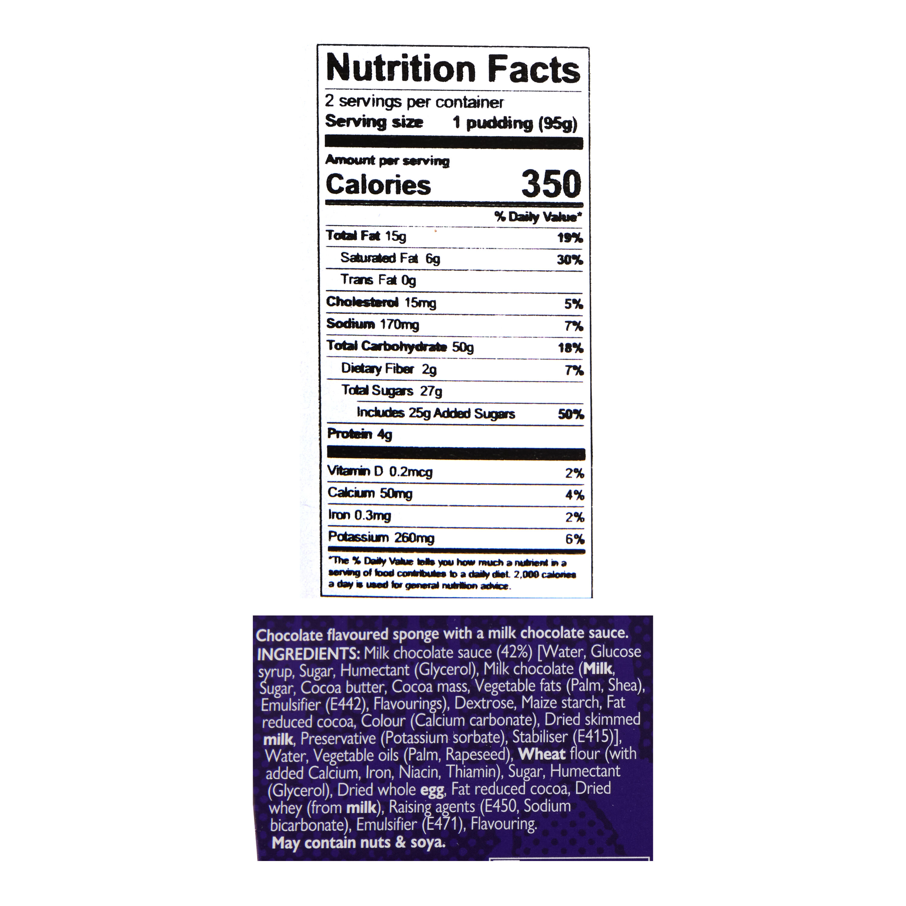 Cadbury Milk Chocolate Sticky Puds Sponge Pudding 2 Pack image number 1