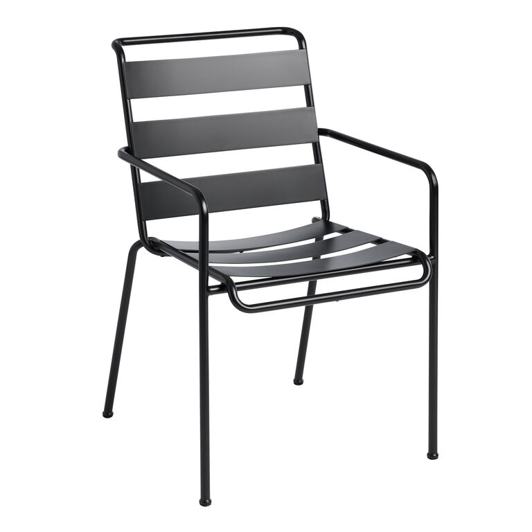 Monteria Steel Slat Outdoor Stacking Dining Armchair Set of 2 image number 1