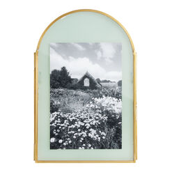 Antique Brass and Sage Glass Arched Frame