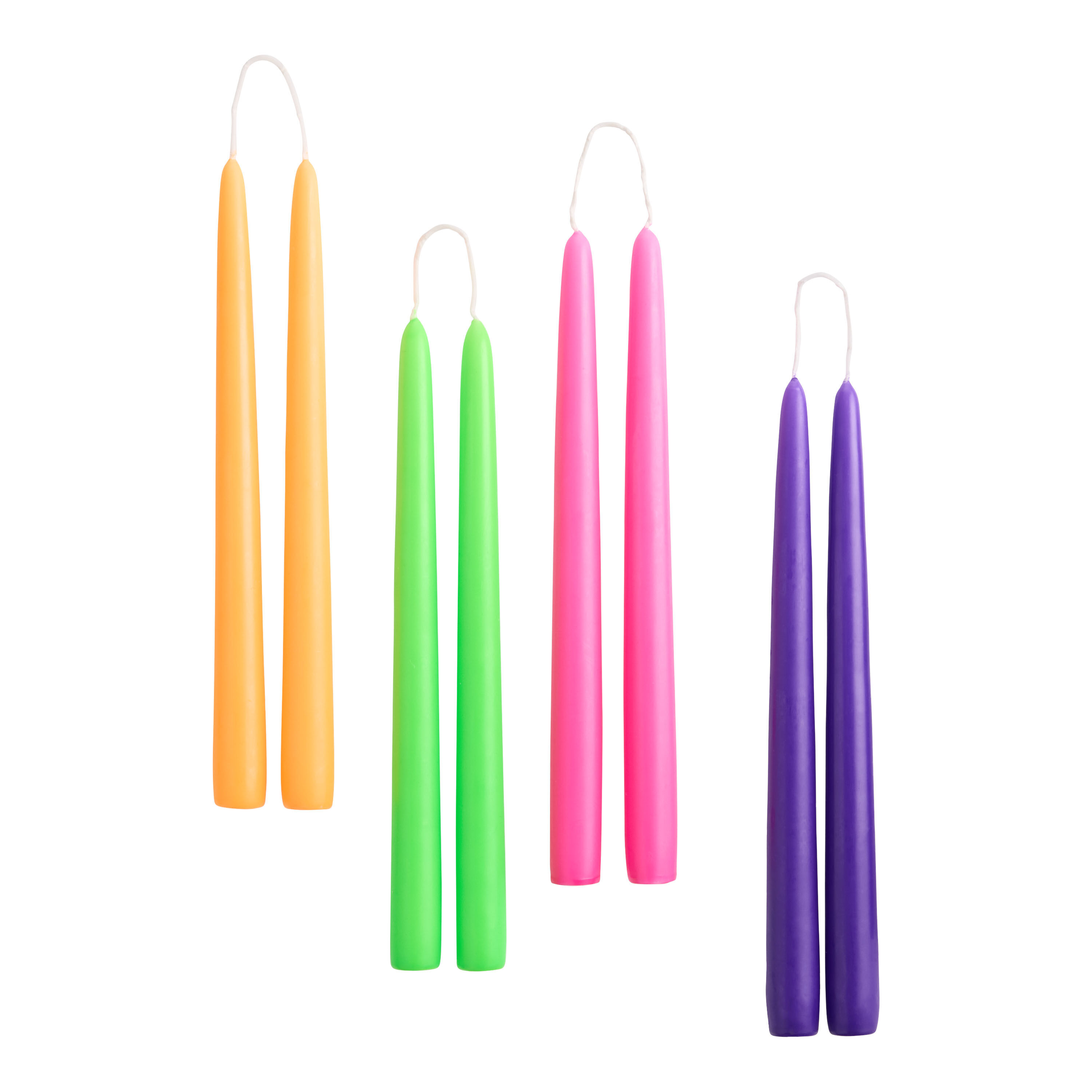 Neon Hand Dipped Taper Candles 2 Pack image number 0