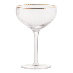 Gold Rim Ribbed Coupe Glass
