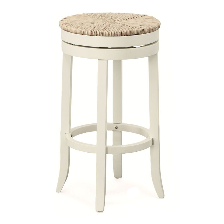 Market Round Wood and Rush Backless Swivel Barstool image number 1