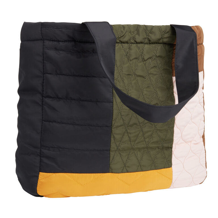 Multicolor Patchwork Quilted Puffer Tote Bag - World Market