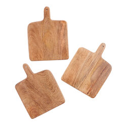 Burnt Mango Wood 3 Piece Cutting Board Set with Stand