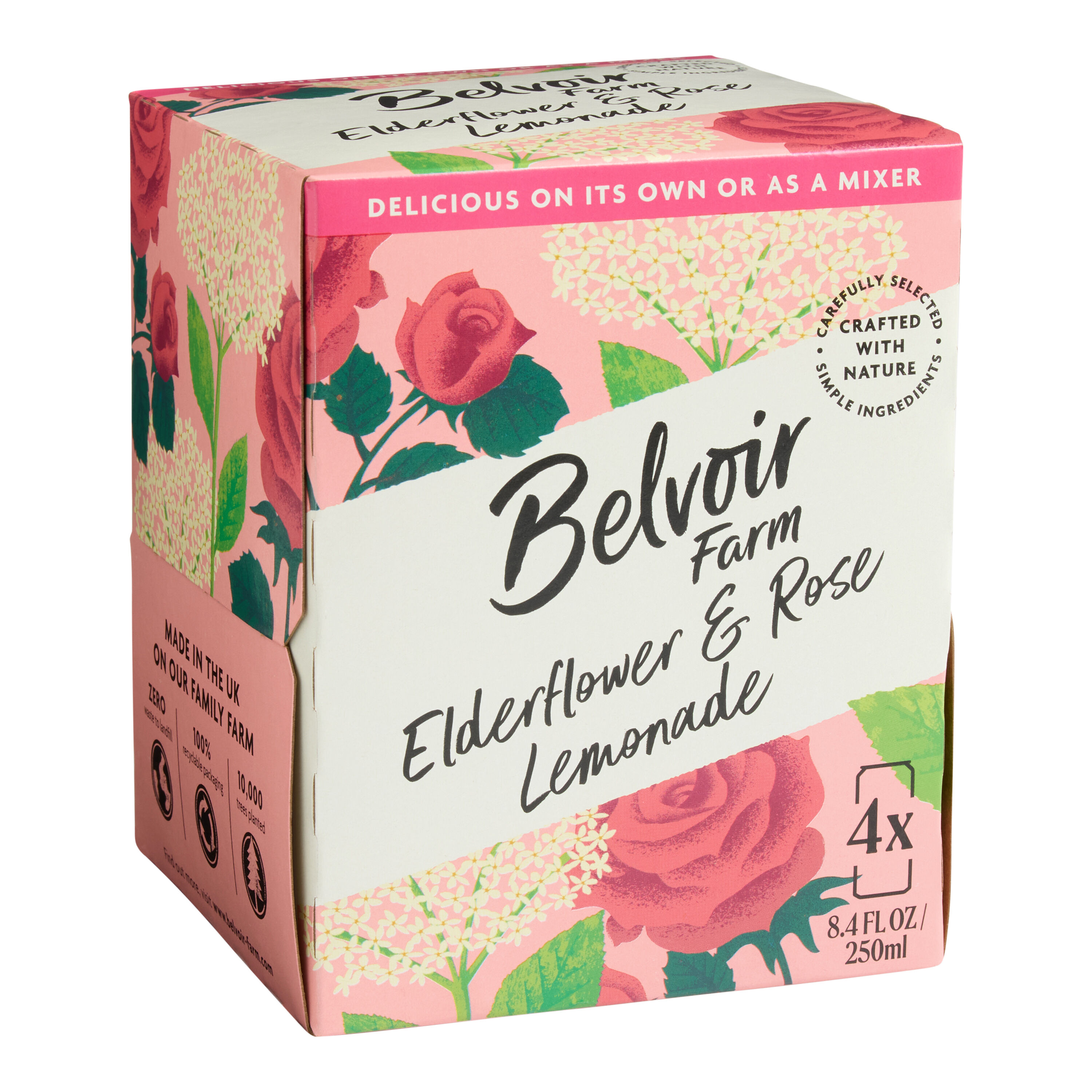 Belvoir Farm Elderflower And Rose Lemonade 4 Pack image number 0