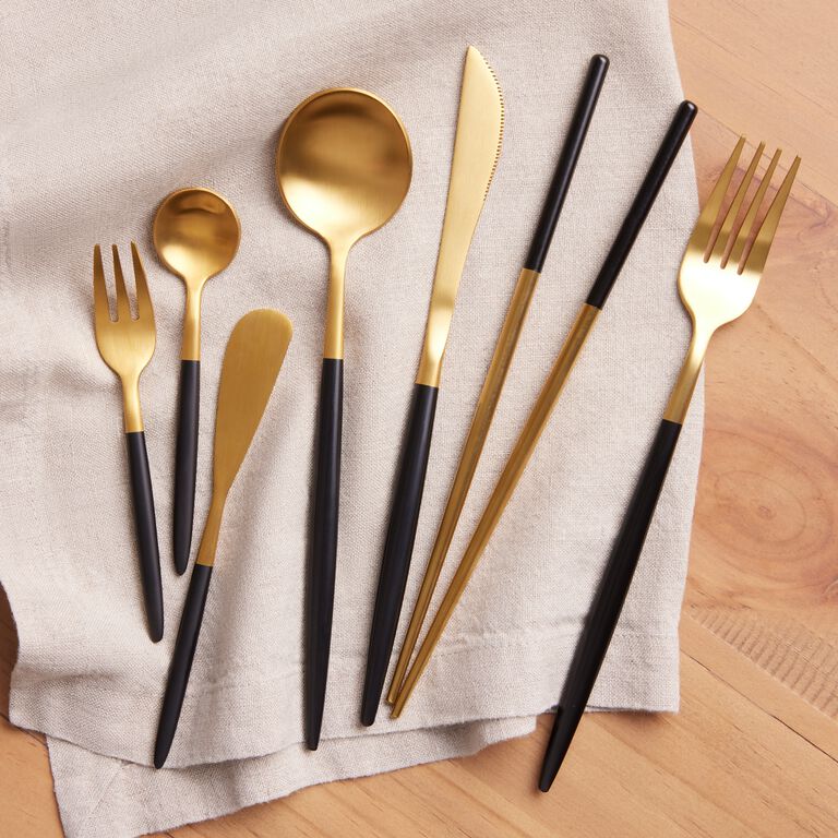 Shay Black and Gold Cocktail Knife Set of 2 by World Market
