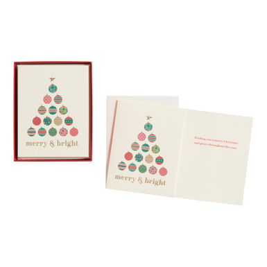 Merry and Bright Ornaments Boxed Holiday Cards 15 Count Merry and Bright Ornaments Boxed Holiday Cards 15 Count