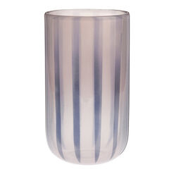Blue and Pink Stripe Glass Cylinder Vase