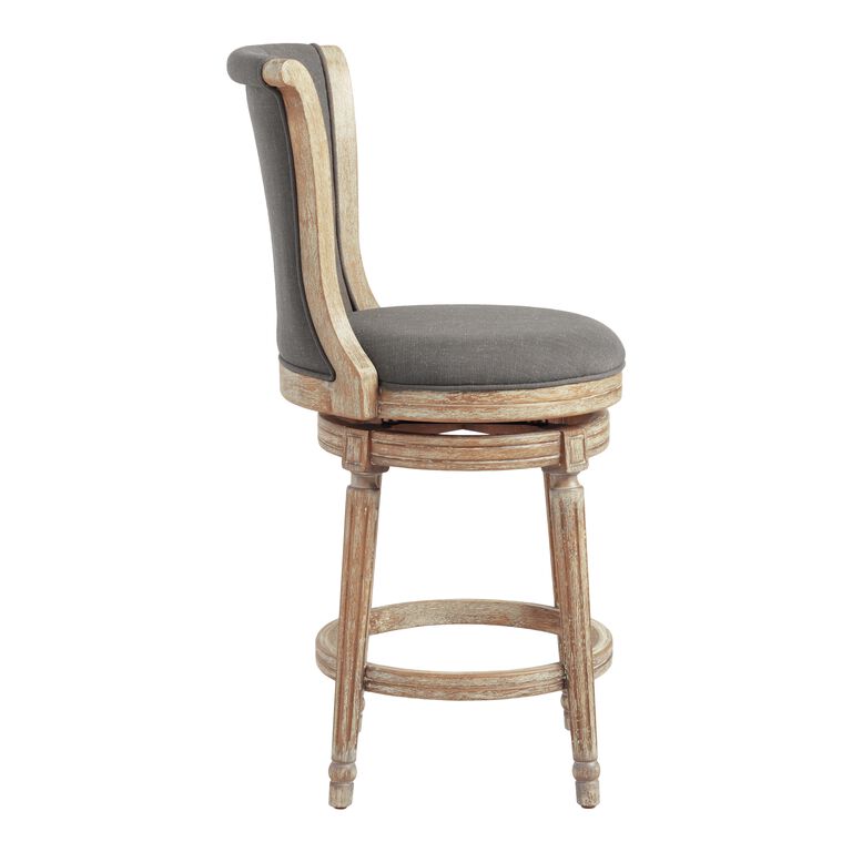 Linen Channel Back Swivel Counter Stool image number 3