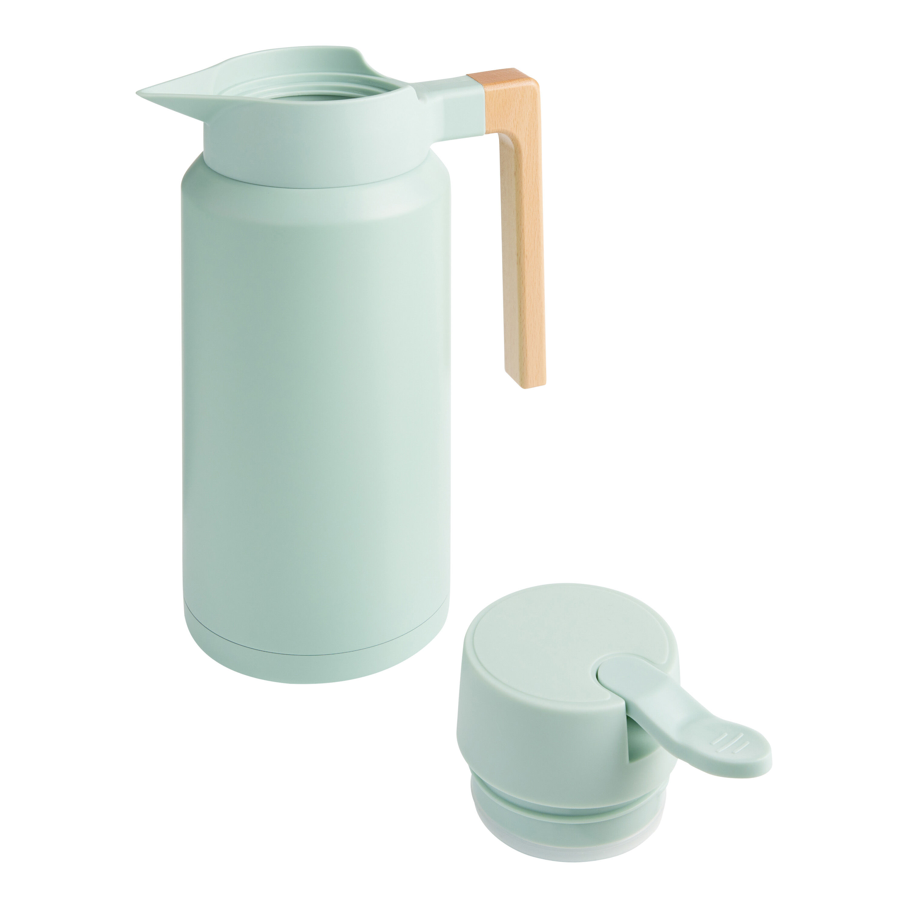 Large Sage Stainless Steel and Wood Insulated Vacuum Carafe image number 2