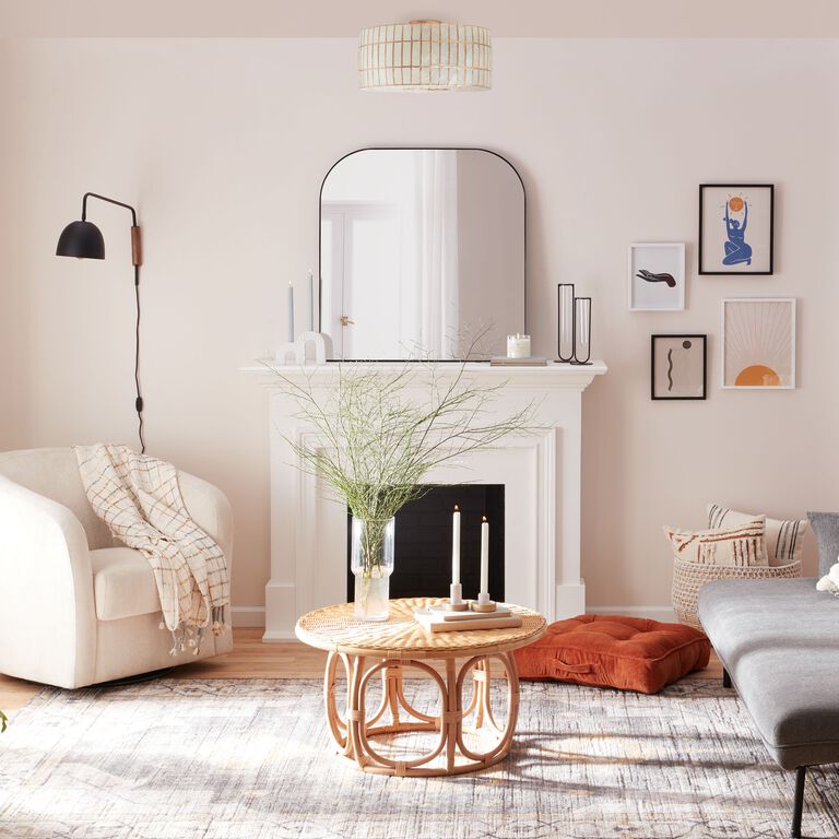 Gold Capiz Drum Flush Mount Ceiling Light image number 2