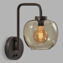 Matte Black and Smoky Glass Meyer Wall Sconce