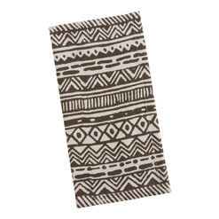 Tan And Ivory Geo Mud Cloth Print Napkin Set of 4