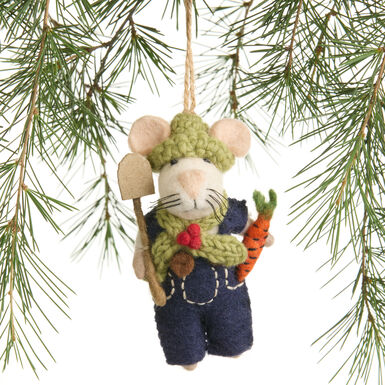 Wool Mouse Farmer Ornament Wool Mouse Farmer Ornament
