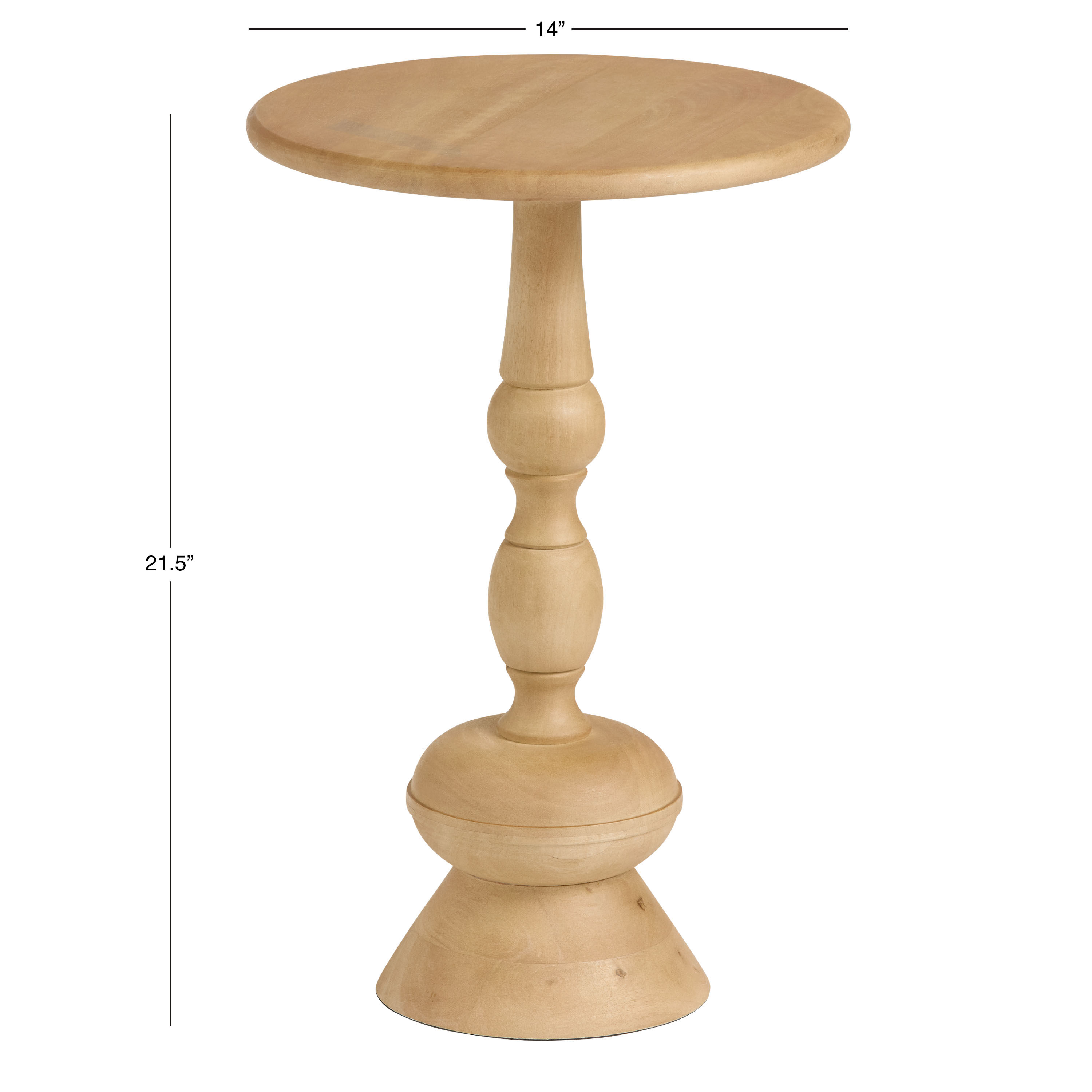 Cato Round Natural Wood Bobbin Pedestal Side Table World Market