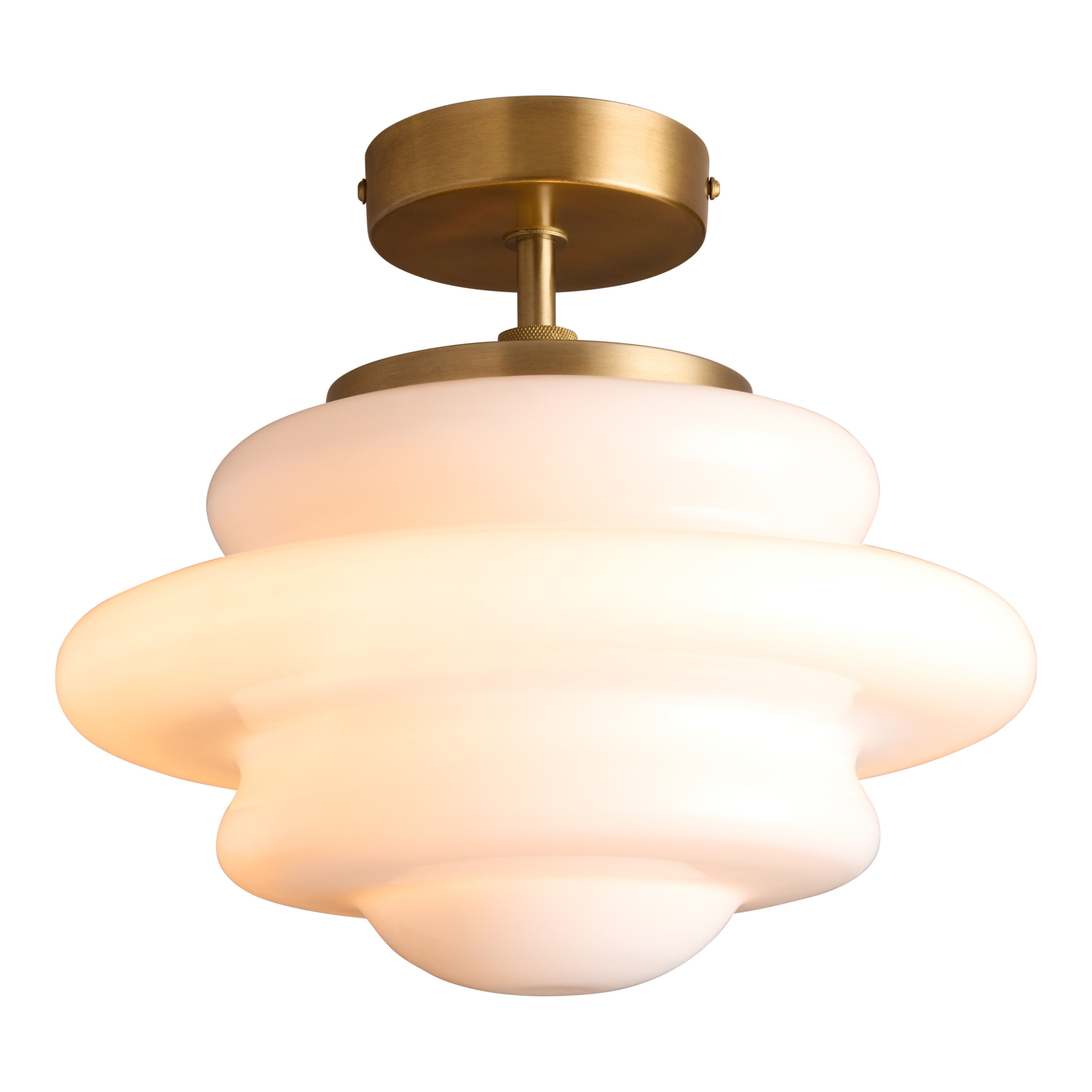 White Milk Glass Wavy Semi Flush Mount Ceiling Light World Market