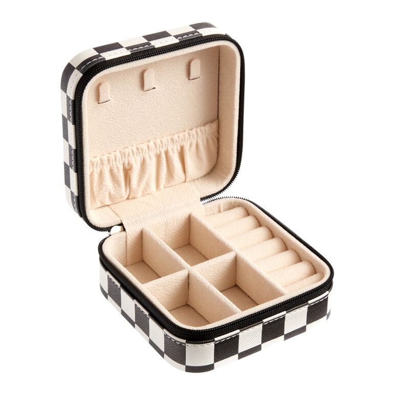 Black And White Checkered Travel Jewelry Box