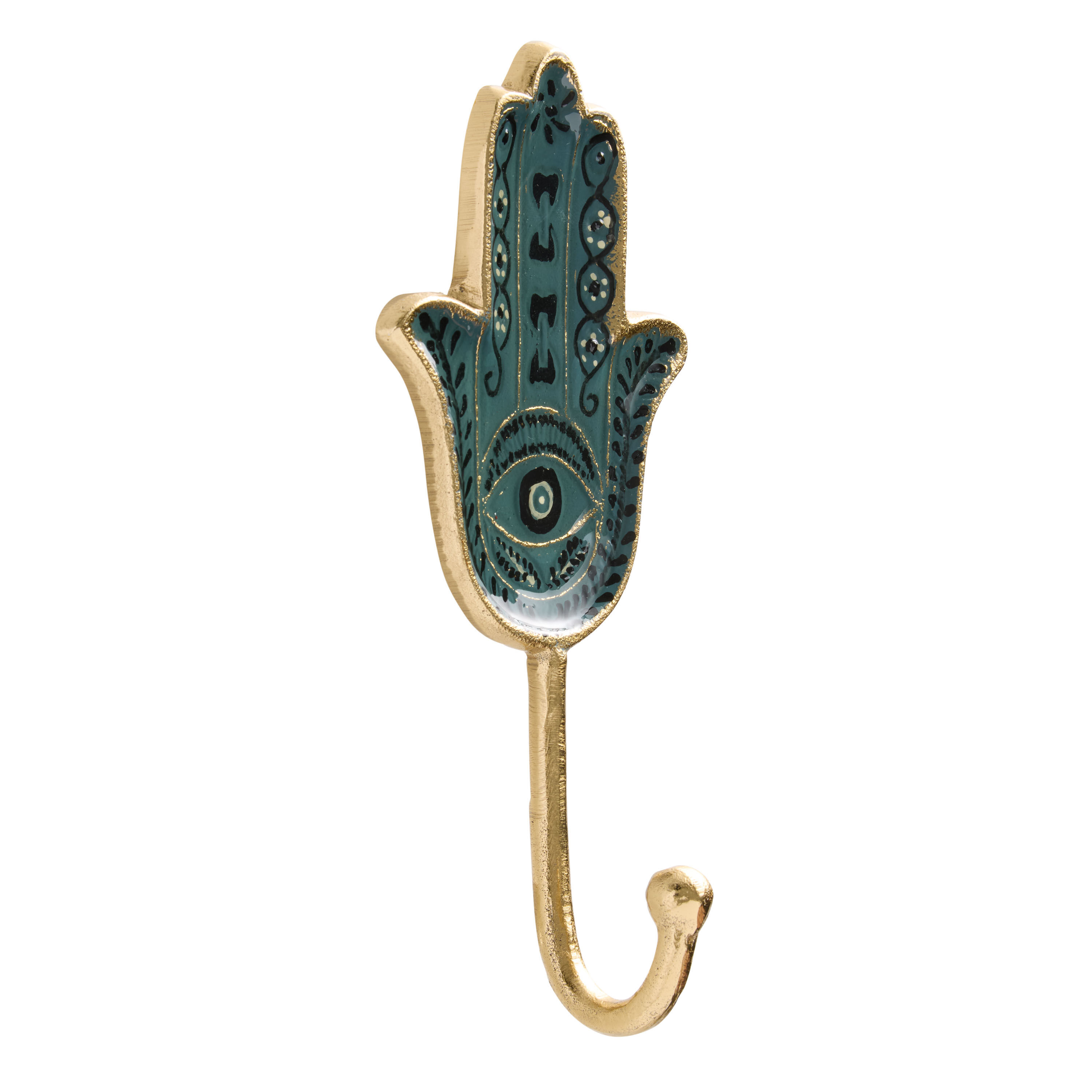 Blue Enamel and Metal Hamsa Wall Hook image number 2