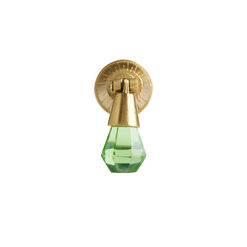 Green Glass and Gold Drop Knobs 2 Pack