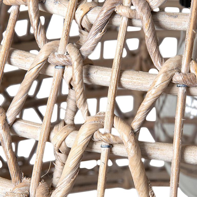 Luna Whitewash Geometric Open Weave Abaca Pendant Lamp image number 4