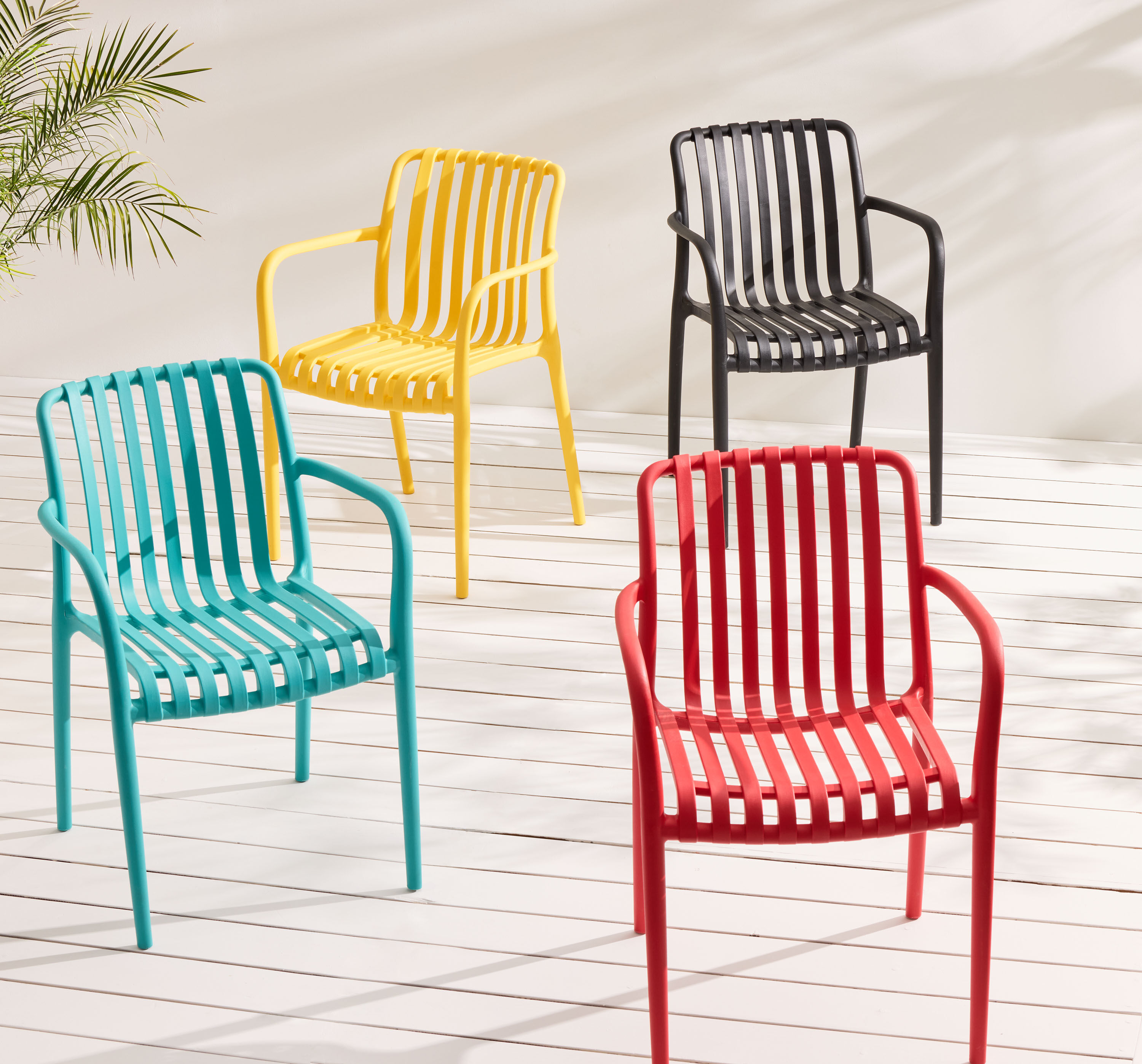 Salina Plastic Stacking Outdoor Armchair Set of 2 image number 1