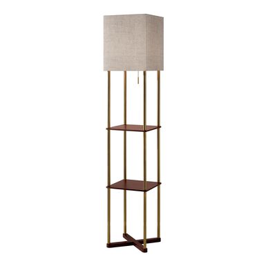 Homer Antique Brass Floor Lamp With USB And Shelves Homer Antique Brass Floor Lamp With USB And Shelves
