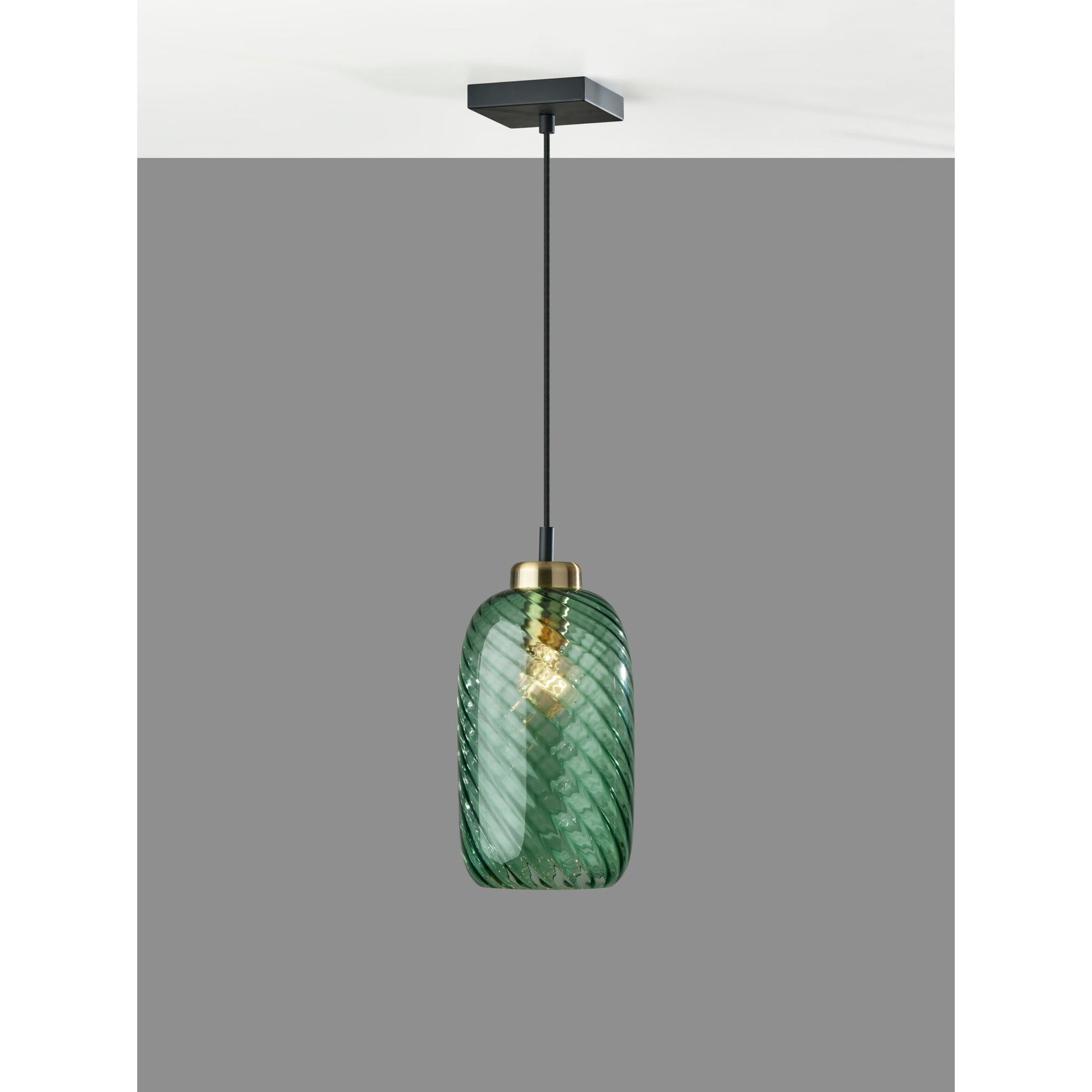 Darcie Emerald Green Glass Cylinder and Brass Pendant Lamp by World Market 57009614