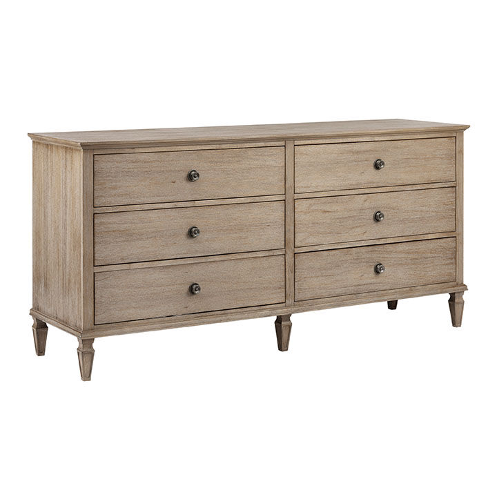 Douro Distressed Natural Wood 6 Drawer Dresser World Market