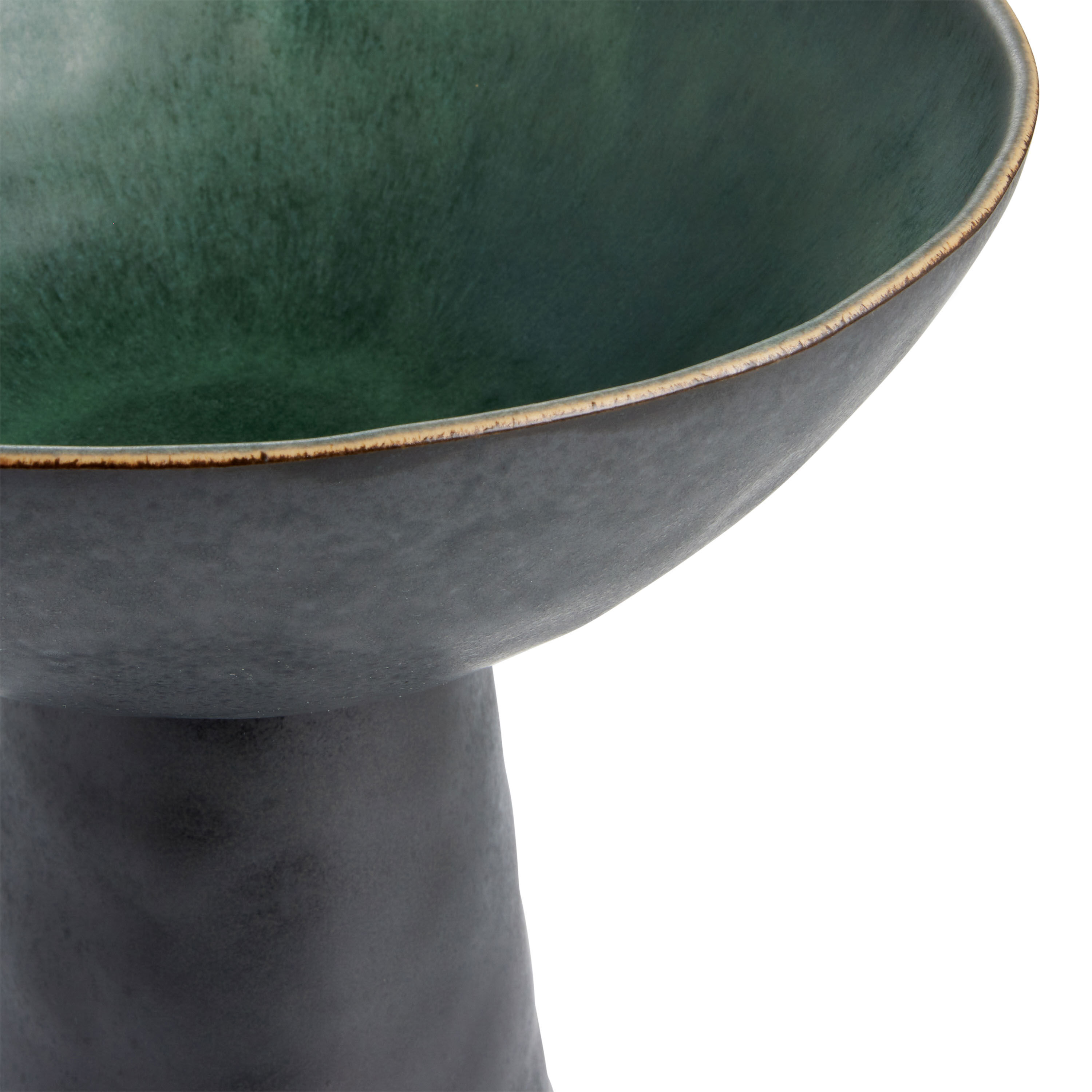 Lara Black And Green Ceramic Pedestal Bowl image number 2